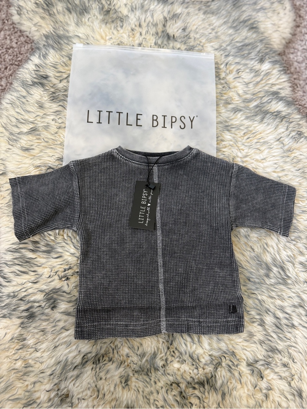 Little Bipsy Grey Waffle Knit Kids Top